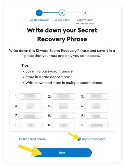 12 word Secret Recovery Phrase