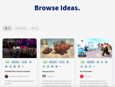 Browse Ideas page