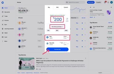 Coinbase USDC Purchase