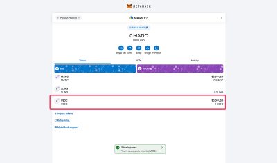 Import USDC to Metamask